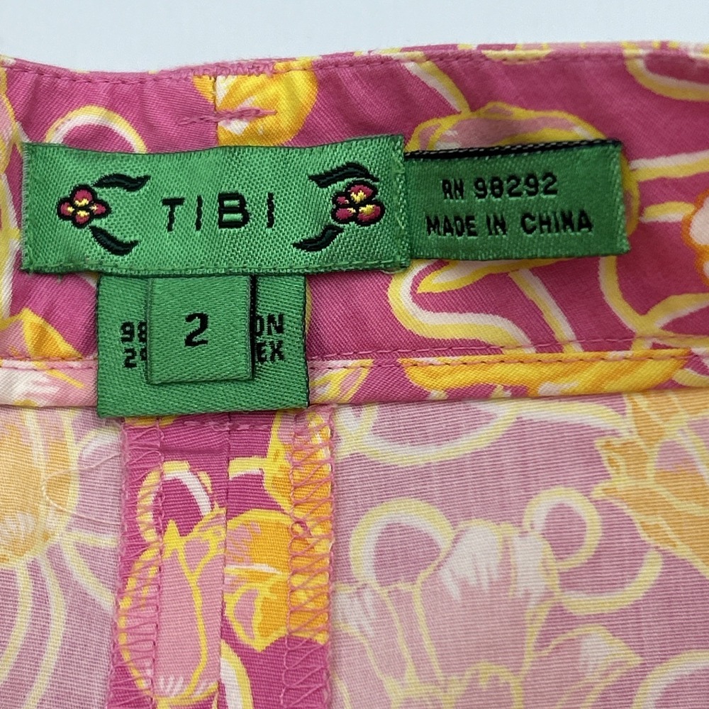 Tibi Pink‎ Yellow Floral Print Chino Shorts Feminine Cottage Summer Chic Sz 2 - Picture 5 of 6